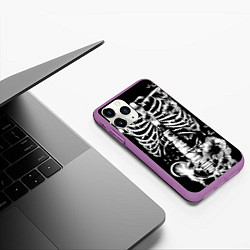 Чехол iPhone 11 Pro матовый Floral Skeleton, цвет: 3D-фиолетовый — фото 2