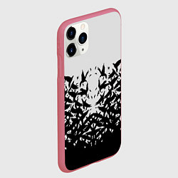 Чехол iPhone 11 Pro матовый Птичий вихрь, цвет: 3D-малиновый — фото 2