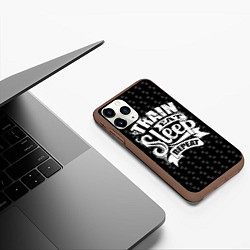Чехол iPhone 11 Pro матовый Train Eat Sleep Repeat, цвет: 3D-коричневый — фото 2