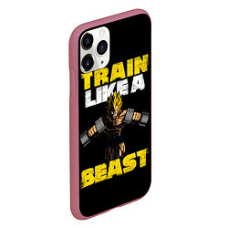 Чехол iPhone 11 Pro матовый Train Like a Beast, цвет: 3D-малиновый — фото 2