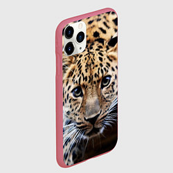 Чехол iPhone 11 Pro матовый Дикая кошка, цвет: 3D-малиновый — фото 2