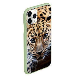 Чехол iPhone 11 Pro матовый Дикая кошка, цвет: 3D-салатовый — фото 2