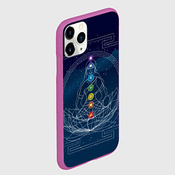Чехол iPhone 11 Pro матовый Йога мандала - энергетические зоны, цвет: 3D-фиолетовый — фото 2