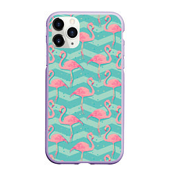 Чехол iPhone 11 Pro матовый Flamingo Pattern, цвет: 3D-светло-сиреневый