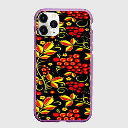 Чехол iPhone 11 Pro матовый Хохлома, цвет: 3D-фиолетовый