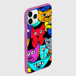Чехол iPhone 11 Pro матовый Кошачьи мордочки, цвет: 3D-фиолетовый — фото 2