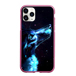 Чехол iPhone 11 Pro матовый Лунный волк, цвет: 3D-малиновый