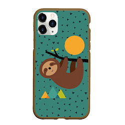 Чехол iPhone 11 Pro матовый Довольный ленивец, цвет: 3D-коричневый