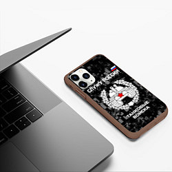 Чехол iPhone 11 Pro матовый Танковые войска: Служу России, цвет: 3D-коричневый — фото 2