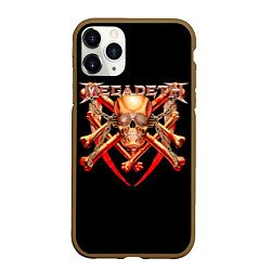 Чехол iPhone 11 Pro матовый Megadeth: Gold Skull, цвет: 3D-коричневый