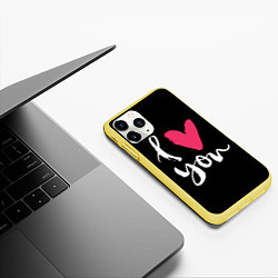 Чехол iPhone 11 Pro матовый Valentines Day, I Iove you, цвет: 3D-желтый — фото 2