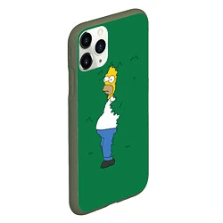Чехол iPhone 11 Pro матовый Гомер в кустах, цвет: 3D-темно-зеленый — фото 2