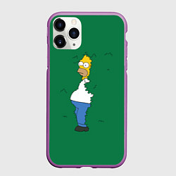 Чехол iPhone 11 Pro матовый Гомер в кустах, цвет: 3D-фиолетовый