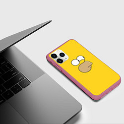 Чехол iPhone 11 Pro матовый Гомер стесняется, цвет: 3D-малиновый — фото 2