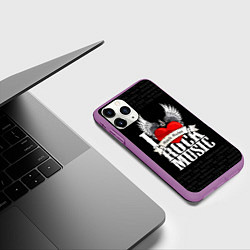Чехол iPhone 11 Pro матовый I Love Rock Music, цвет: 3D-фиолетовый — фото 2