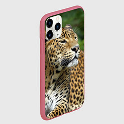Чехол iPhone 11 Pro матовый Лик леопарда, цвет: 3D-малиновый — фото 2
