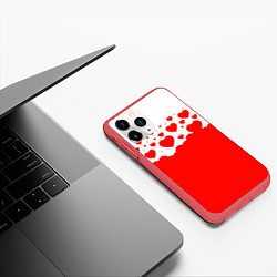 Чехол iPhone 11 Pro матовый Сердечки, цвет: 3D-красный — фото 2