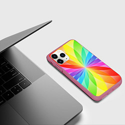 Чехол iPhone 11 Pro матовый Радуга, цвет: 3D-малиновый — фото 2