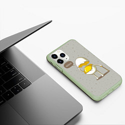 Чехол iPhone 11 Pro матовый Яйцо приветствует, цвет: 3D-салатовый — фото 2
