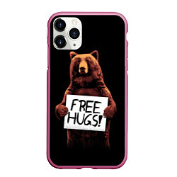 Чехол iPhone 11 Pro матовый Медвежьи обьятия, цвет: 3D-малиновый