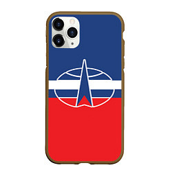 Чехол iPhone 11 Pro матовый Флаг космический войск РФ, цвет: 3D-коричневый
