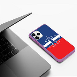 Чехол iPhone 11 Pro матовый Флаг космический войск РФ, цвет: 3D-фиолетовый — фото 2