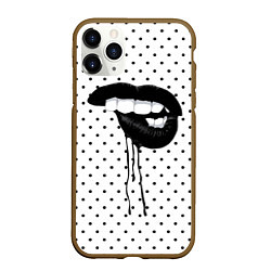 Чехол iPhone 11 Pro матовый Black Lips, цвет: 3D-коричневый