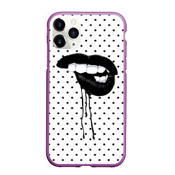 Чехол iPhone 11 Pro матовый Black Lips, цвет: 3D-фиолетовый