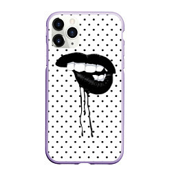 Чехол iPhone 11 Pro матовый Black Lips, цвет: 3D-светло-сиреневый