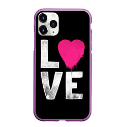 Чехол iPhone 11 Pro матовый Love Heart, цвет: 3D-фиолетовый