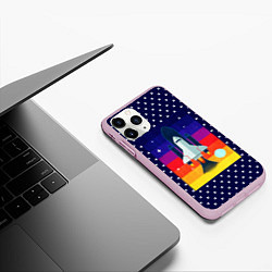 Чехол iPhone 11 Pro матовый Запуск ракеты, цвет: 3D-розовый — фото 2