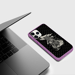 Чехол iPhone 11 Pro матовый Медведь мотоциклист, цвет: 3D-фиолетовый — фото 2