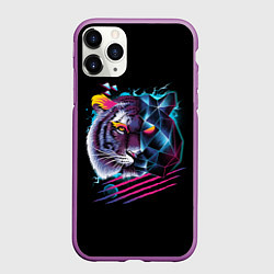 Чехол iPhone 11 Pro матовый Ретро тигр, цвет: 3D-фиолетовый