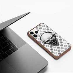 Чехол iPhone 11 Pro матовый Череп в наушниках, цвет: 3D-коричневый — фото 2
