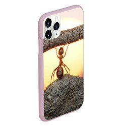 Чехол iPhone 11 Pro матовый Муравей-силач, цвет: 3D-розовый — фото 2