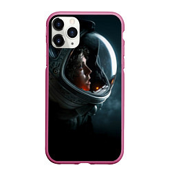 Чехол iPhone 11 Pro матовый Девушка космонавт, цвет: 3D-малиновый