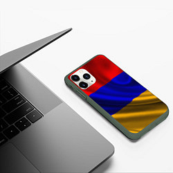 Чехол iPhone 11 Pro матовый Флаг Армения, цвет: 3D-темно-зеленый — фото 2