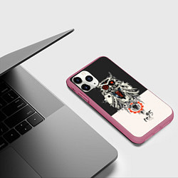 Чехол iPhone 11 Pro матовый TDD Owl 95, цвет: 3D-малиновый — фото 2