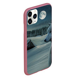 Чехол iPhone 11 Pro матовый Ночь в Тайге, цвет: 3D-малиновый — фото 2