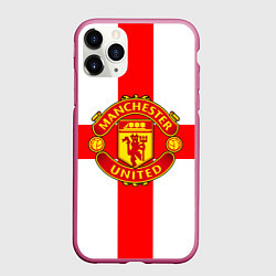 Чехол iPhone 11 Pro матовый Manchester Utd: England, цвет: 3D-малиновый