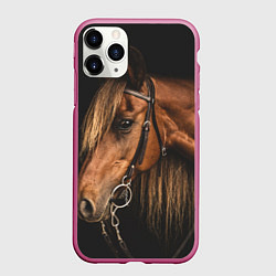 Чехол iPhone 11 Pro матовый Взгляд коня, цвет: 3D-малиновый