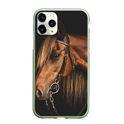 Чехол iPhone 11 Pro матовый Взгляд коня, цвет: 3D-салатовый