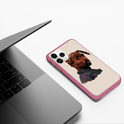 Чехол iPhone 11 Pro матовый Tupac Shakur, цвет: 3D-малиновый — фото 2