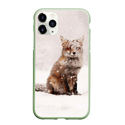 Чехол iPhone 11 Pro матовый Снежная лисица, цвет: 3D-салатовый