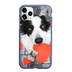 Чехол iPhone 11 Pro матовый Влюбленный щенок, цвет: 3D-серый