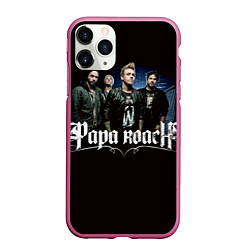 Чехол iPhone 11 Pro матовый Paparoach: Black style, цвет: 3D-малиновый