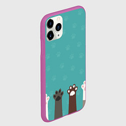 Чехол iPhone 11 Pro матовый Лапки котеек, цвет: 3D-фиолетовый — фото 2