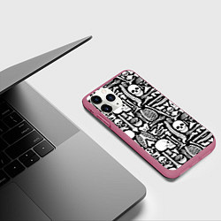 Чехол iPhone 11 Pro матовый Кости, цвет: 3D-малиновый — фото 2