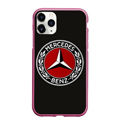 Чехол iPhone 11 Pro матовый Mercedes-Benz, цвет: 3D-малиновый