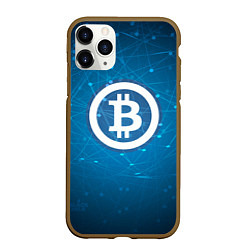 Чехол iPhone 11 Pro матовый Bitcoin Blue, цвет: 3D-коричневый